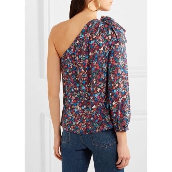 J. Crew Jacuzzi One-Shoulder Bow Star Print Top Black Size 10 NEW - Picture 8 of 8